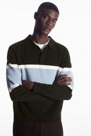 Men's COS Striped Polo Shirt Polo Shirts | 1432SWCTD