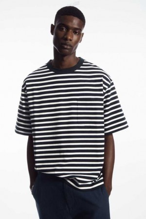 Men's COS The Heavy Duty Striped T-Shirt T-Shirt | 0452WLCET