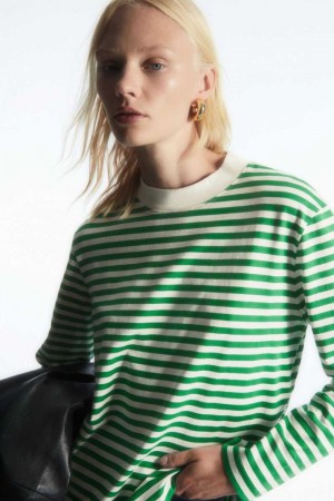 Women's COS Long-Sleeved Mock-Neck T-Shirt Green | 8342AWSHX