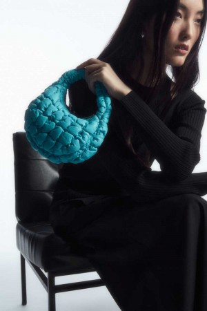 Women's COS Quilted Micro Leather Mini Bag Turquoise | 1089HKXZT