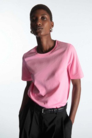 Women's COS Regular Fit T-Shirt Pink | 8569NJBFZ