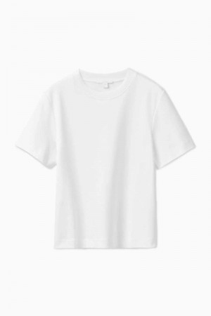 Women's COS The Clean Cut T-Shirt White | 4829FENOH