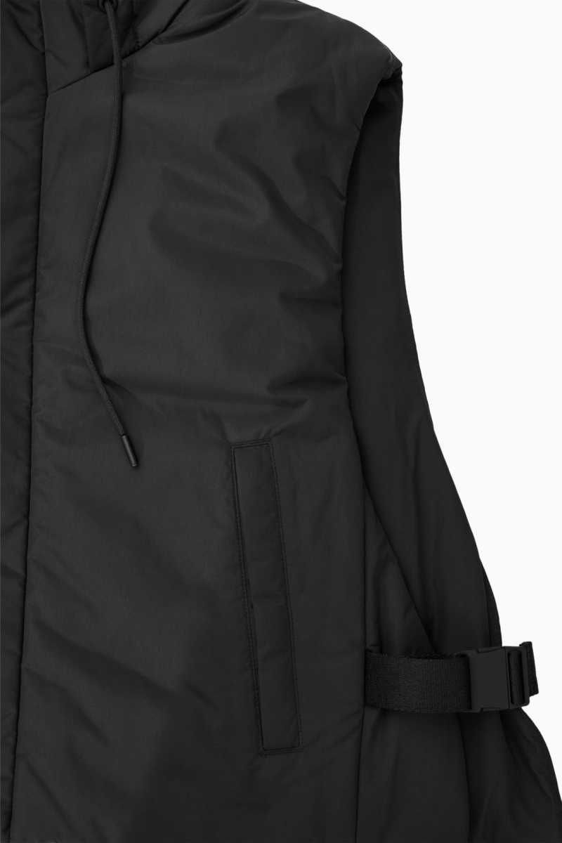 Men's COS Buckled-Side Padded Hooded Vest Black | 7352PCYFB