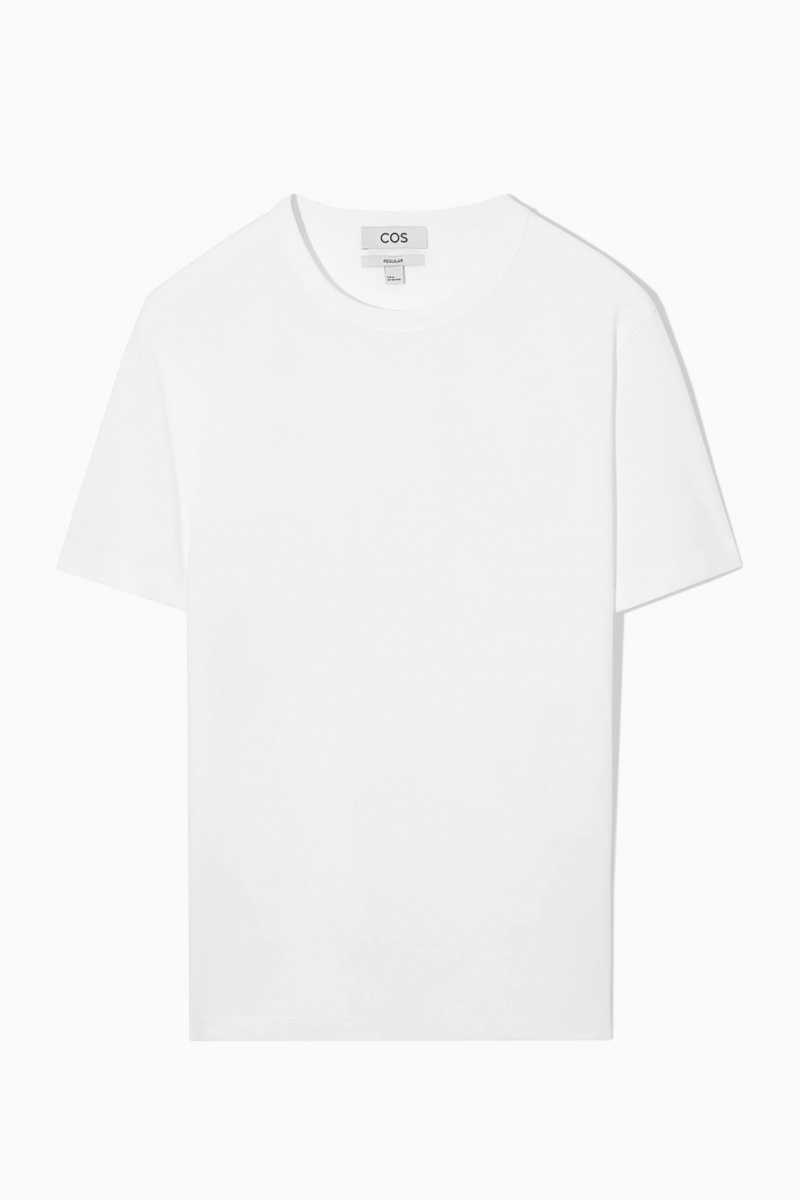 Men's COS Regular-Fit Mid-Weight Brushed T-Shirt White | 9305YNAGU