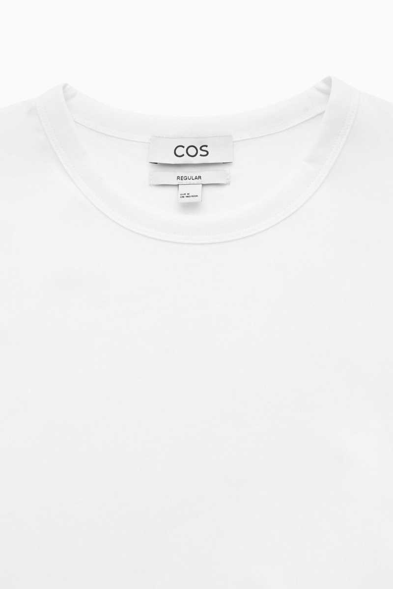 Men's COS Regular-Fit Mid-Weight Brushed T-Shirt White | 9305YNAGU