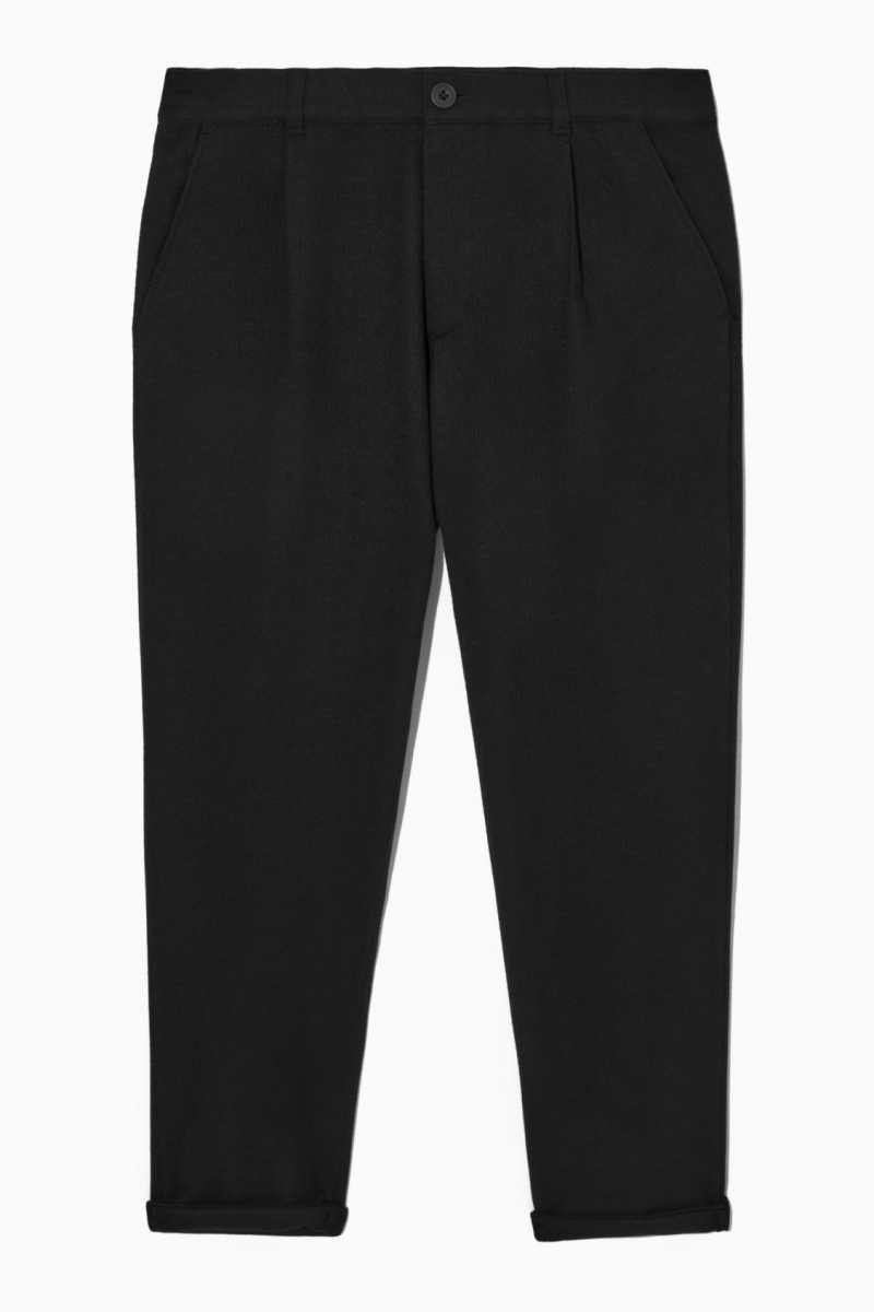 Men's COS Tapered Wool Chino Pants Black | 8319TOKNB