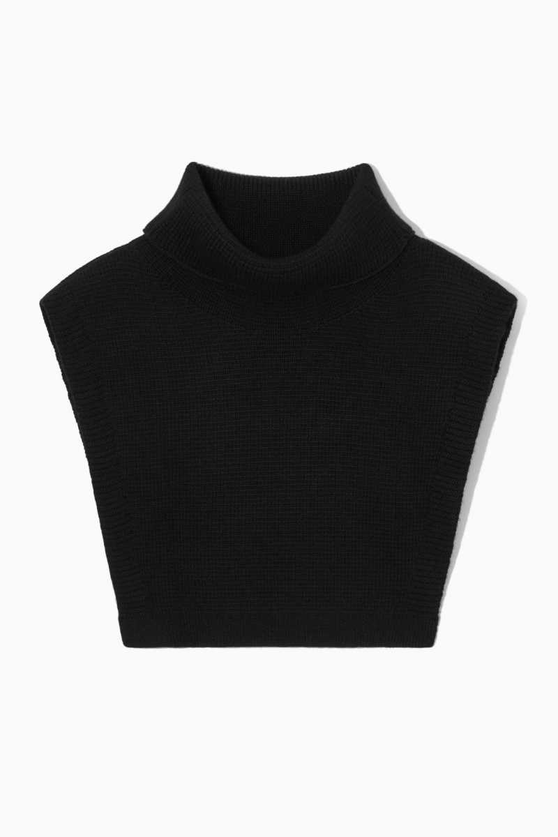 Men's COS Wool Rollneck Collar Vest Black | 4213KLMFE