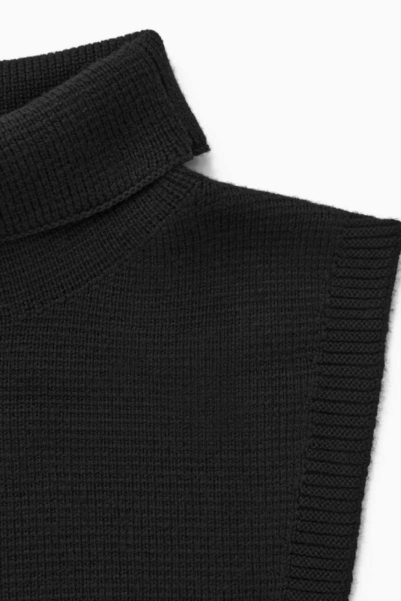 Men's COS Wool Rollneck Collar Vest Black | 4213KLMFE