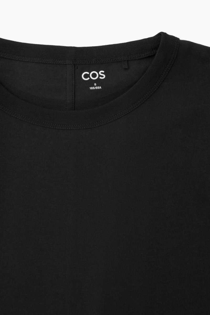 Women's COS Boxy Long-Sleeved T-Shirt Black | 4105BVEZR