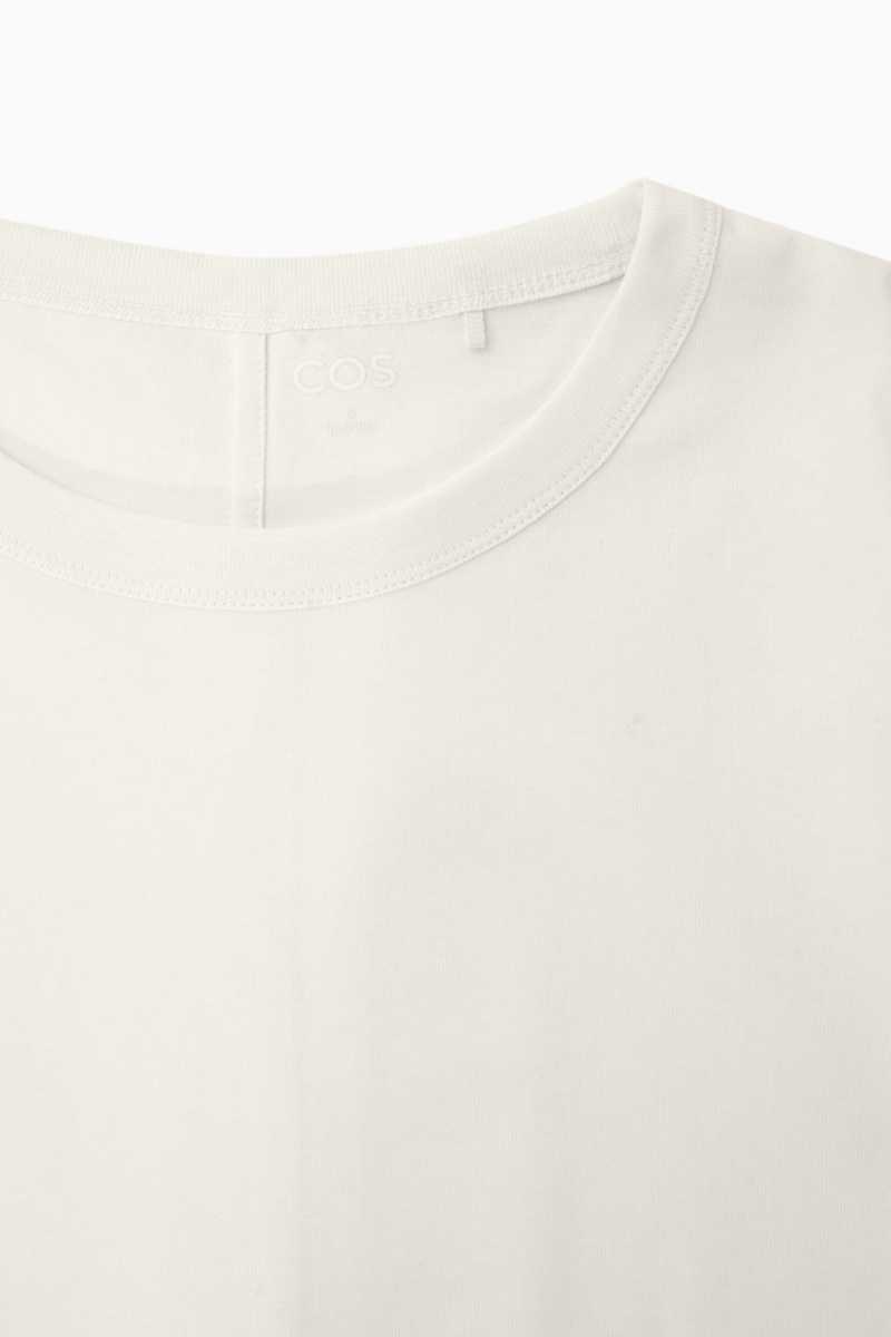 Women's COS Boxy Long-Sleeved T-Shirt White | 0746VQJXS