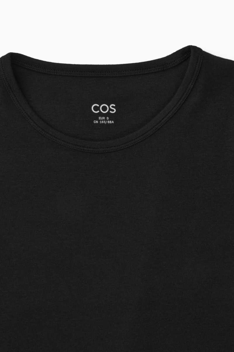 Women's COS Cropped Slim-Fit T-Shirt Black | 1907RIJBA