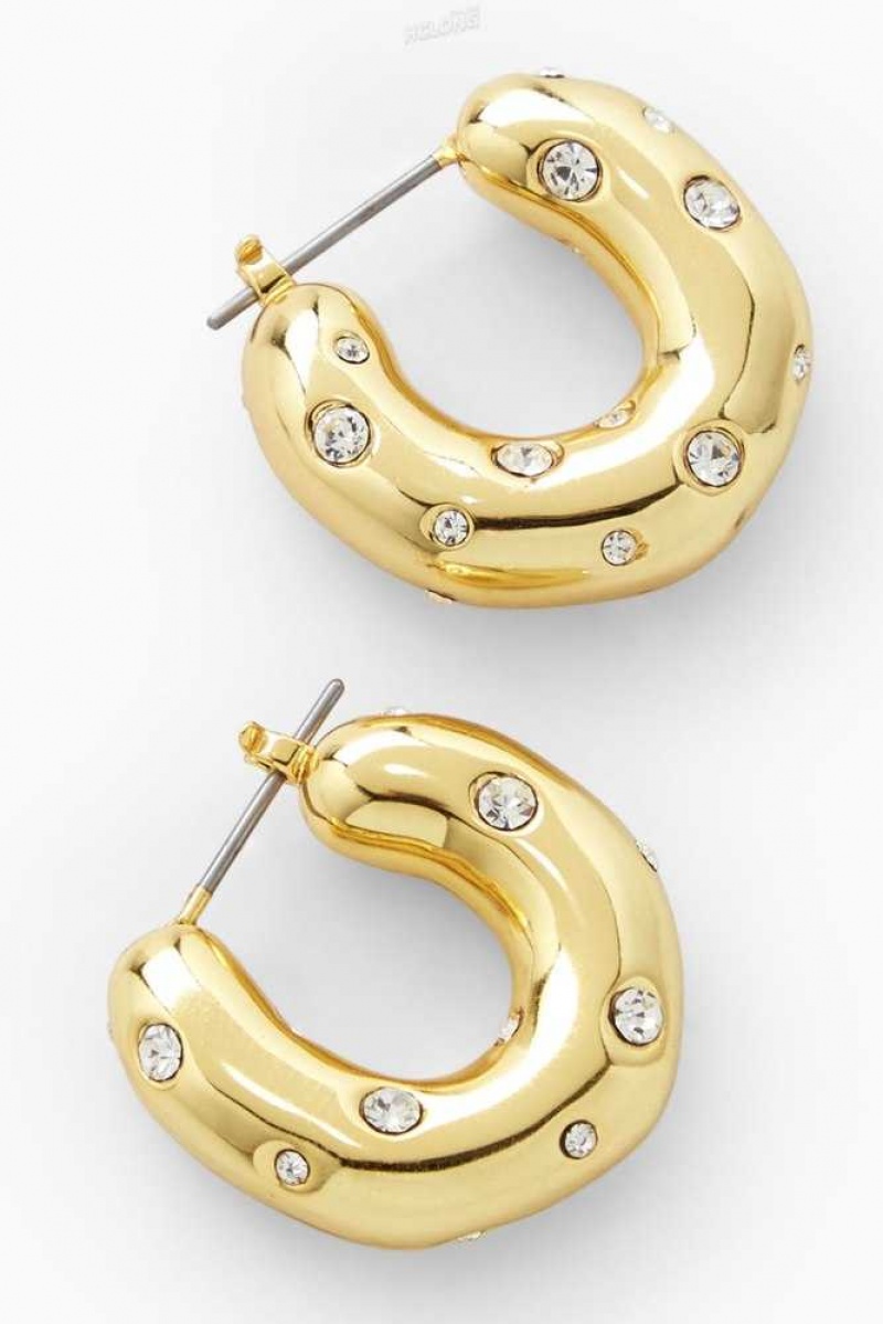 Women's COS Crystal-Embellished Chunky Hoop Earrings | 8024OUHKL