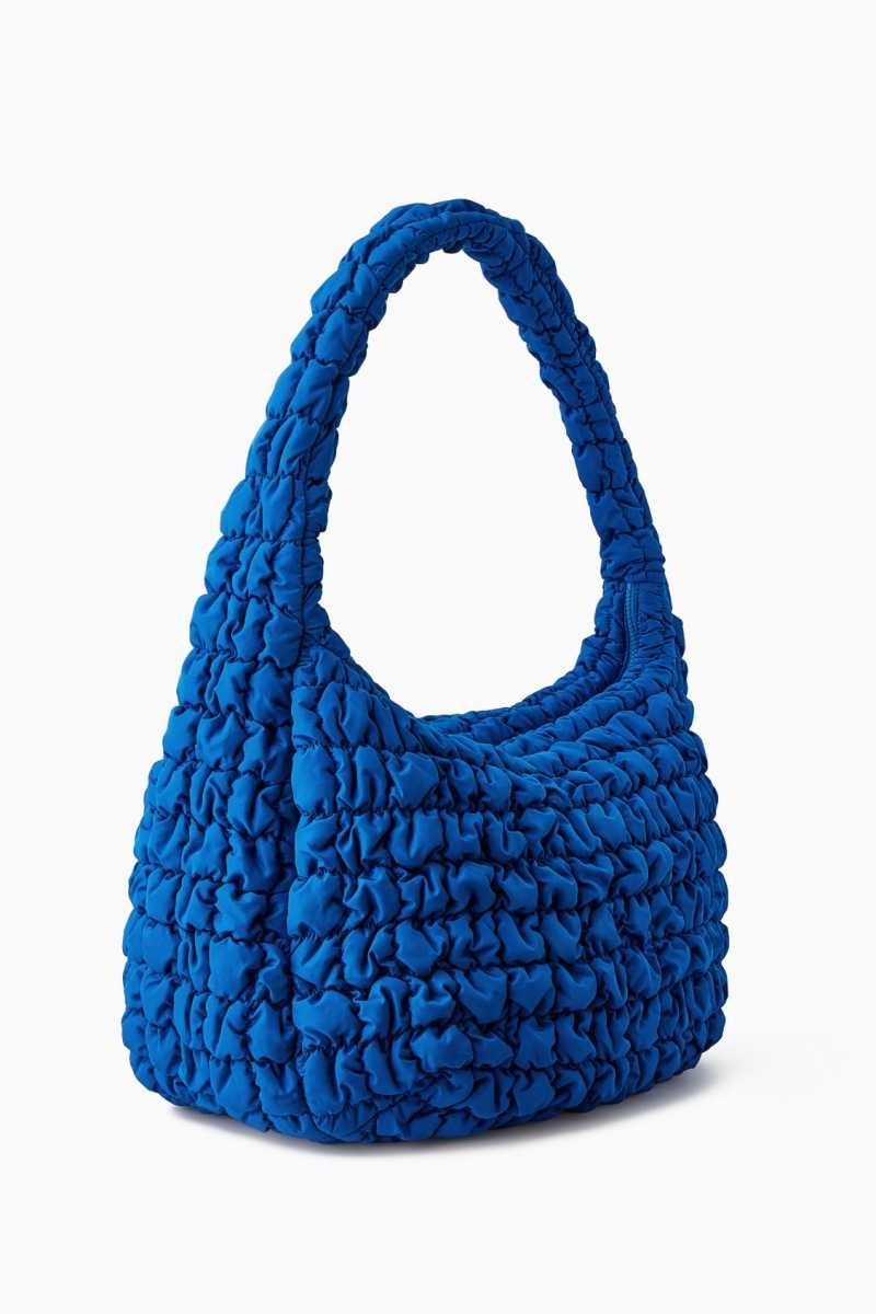 Women's COS Oversized Quilted Crossbody Bag Blue | 7689BANFZ