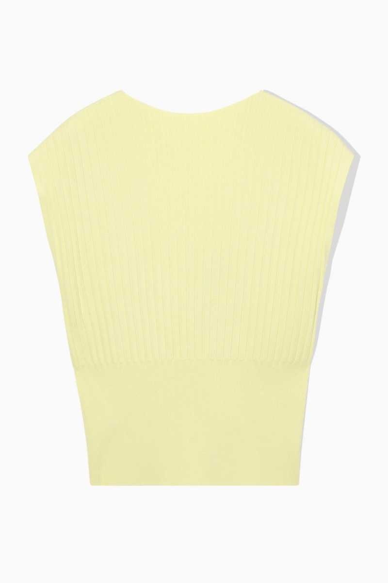 Women's COS Pleated Knitted Sleeveless Tops Yellow | 2935LBMTG