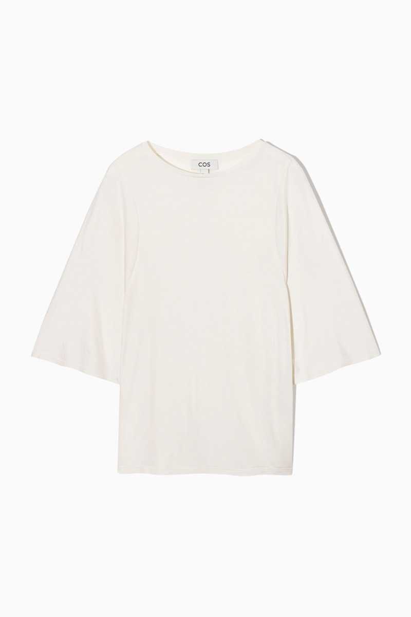 Women's COS Pure Mulberry Silk T-Shirt White | 2793XNTUV