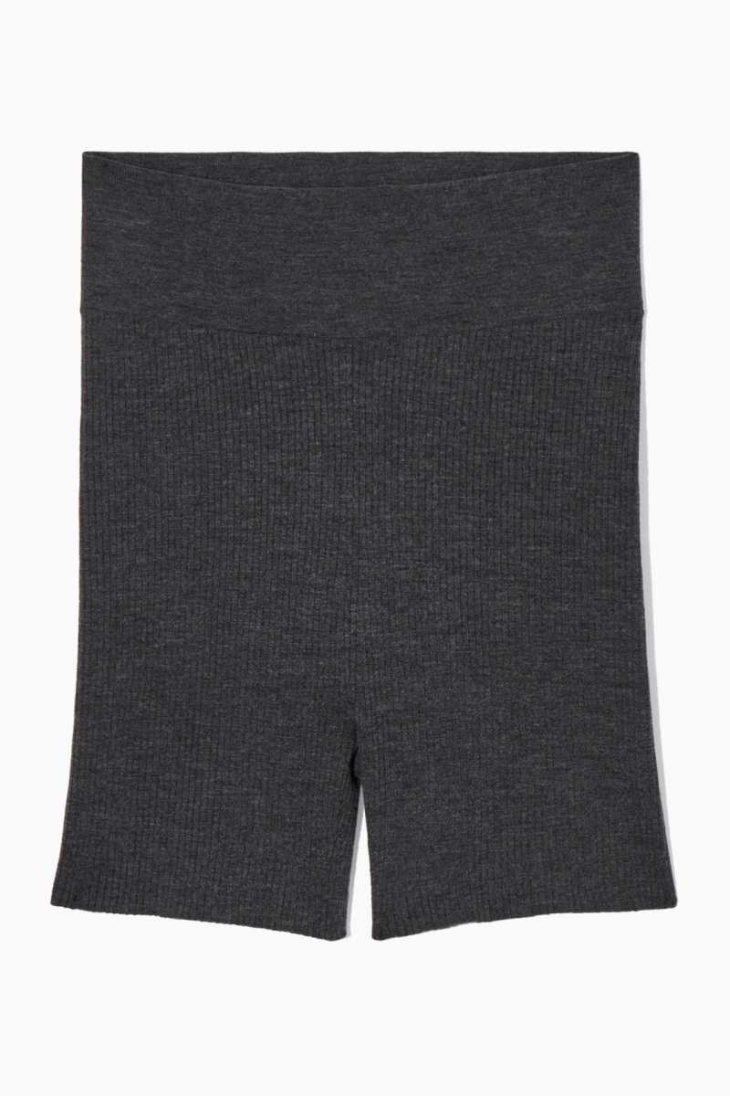 Women's COS Ribbed-Knit Merino Wool Shorts Dark Grey | 5867GVTEX