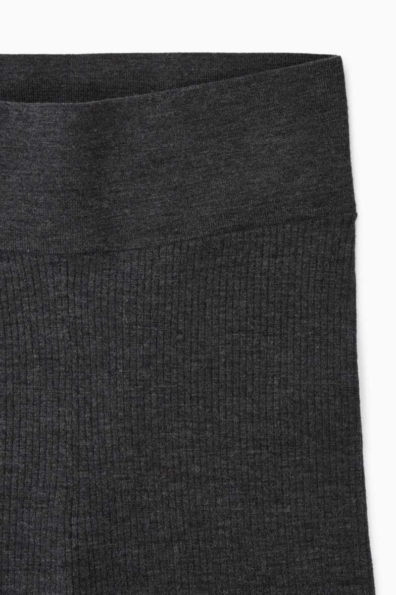 Women's COS Ribbed-Knit Merino Wool Shorts Dark Grey | 5867GVTEX