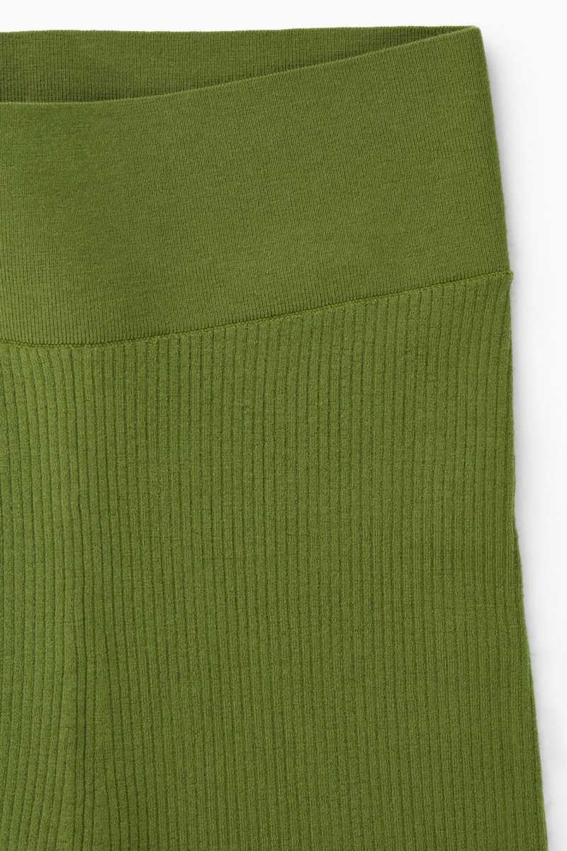 Women's COS Ribbed-Knit Merino Wool Shorts Green | 1847OZWPU