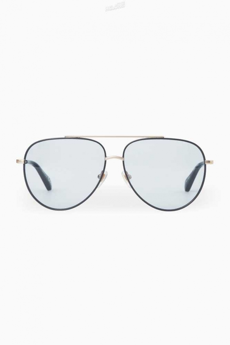 Women's COS The Aviator Metal Sunglasses | 5197PCEZX