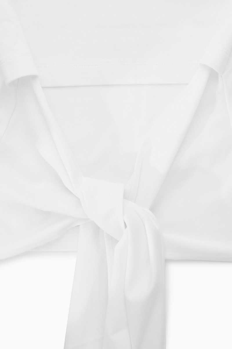 Women's COS The Bow Back T-Shirt White | 6023WTPHC