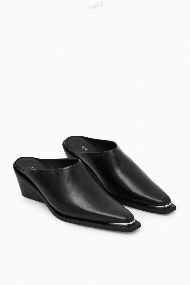 Women's COS Toe-Cap Leather Mules Mules | 3205HAIMR