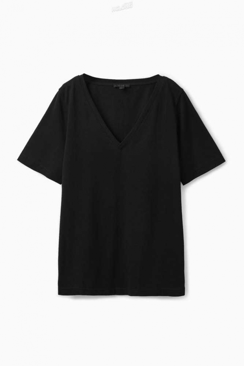 Women's COS V-Neck T-Shirt T-Shirt | 8672NMBHT