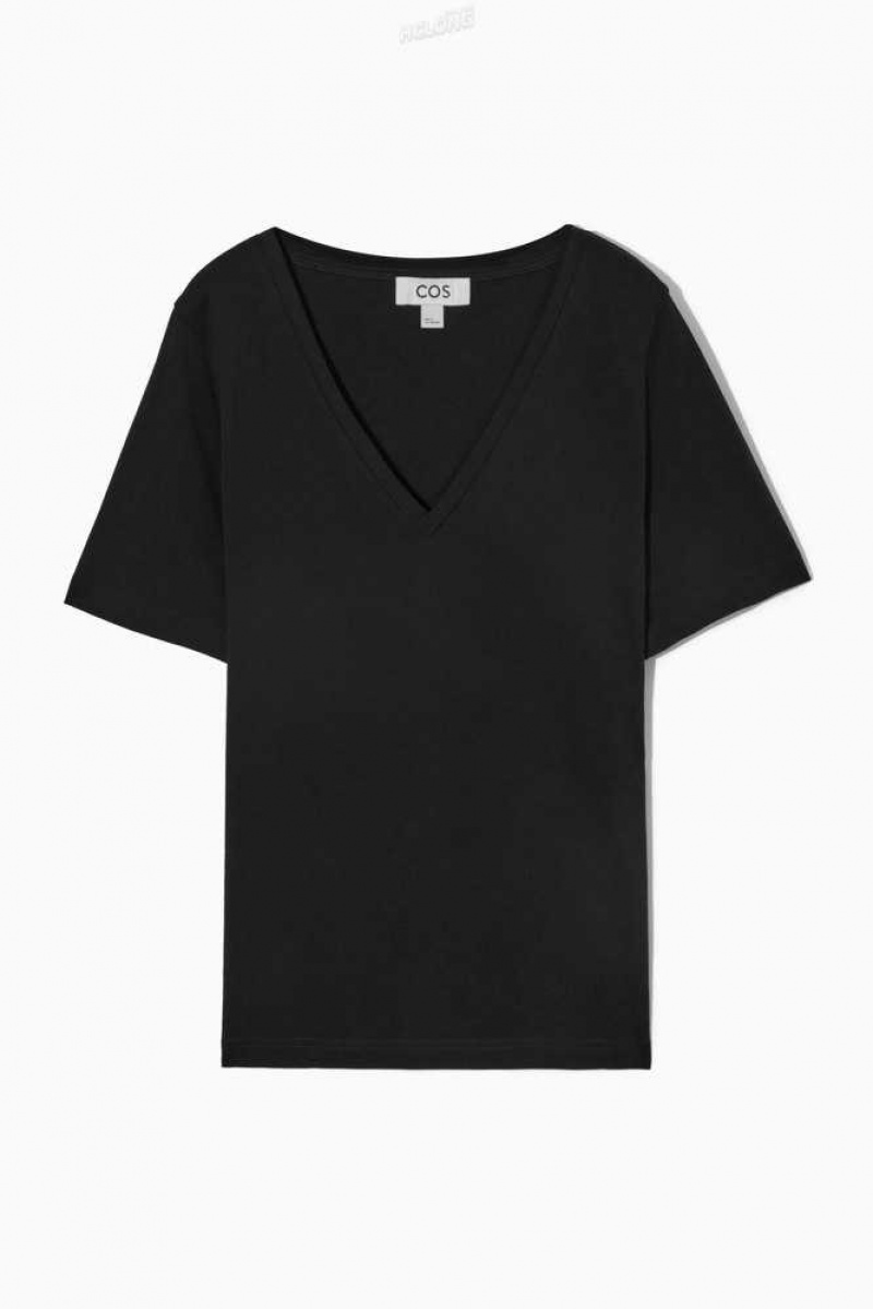 Women's COS V-Neck T-Shirt T-Shirt | 8672NMBHT