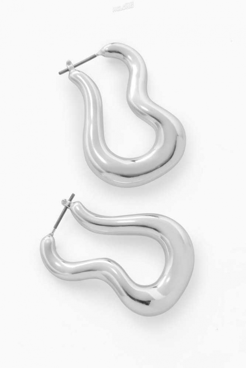 Women's COS Wavy Hoop Earrings | 6381MQVER