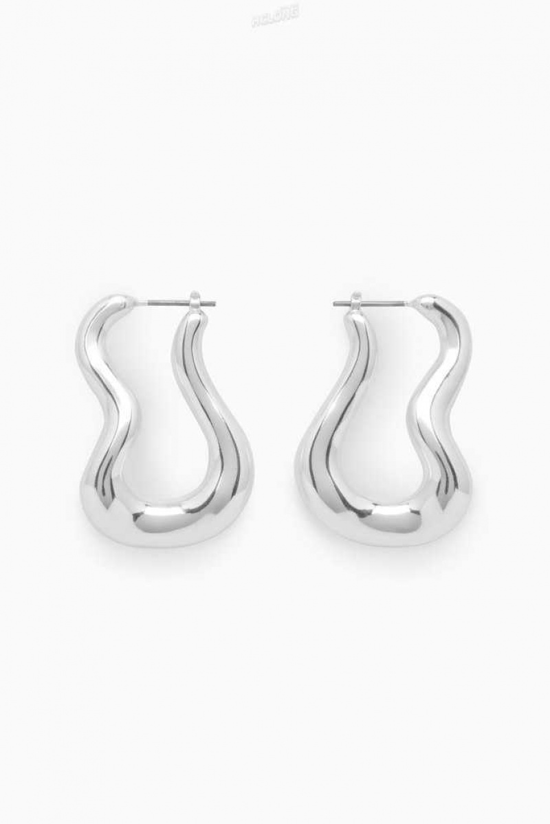 Women\'s COS Wavy Hoop Earrings | 6381MQVER